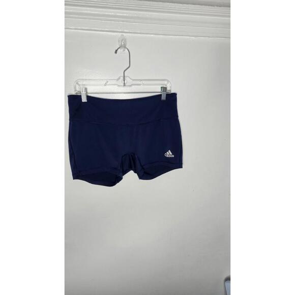 Adidas Shorts Womens Large Navy Blue AEROREADY Athletic Spandex Swim Lined Logo - Picture 1 of 4